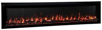 Modern Ember Highmark 84 Inch Smart Linear Electric Fireplace - Premium Flame with 10 Colors, Sleek Hidden Vent Design, Install Recessed in-Wall or Wall-Mount, WiFi Enabled.
