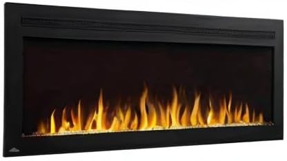 Napoleon Purview 50 - NEFL50HI - Wall Hanging Electric Fireplace, 50-in, Black, Glass Front, Glass Crystal Ember Bed, 3 Flame Colors, Use with or Without Heat