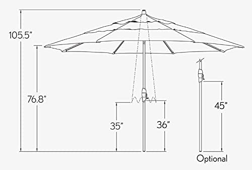 Treasure Garden Deluxe Auto-Tilt Octagon Market Umbrella, 11ft - Outdoor Patio, Deck, Pool, Backyard Stand Alone Umbrella - Heavy Duty w/Bronze Frame & Obravia2 Fabric (Red) w/Double Wind-Vent Canopy