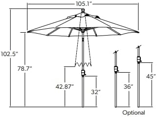 Treasure Garden Push Button Tilt Octagon Umbrella, 9ft - Outdoor Patio, Deck, Pool, Backyard Stand Alone Umbrella - Heavy Duty w/Bronze Frame & Obravia2 Fabric (Kiwi)