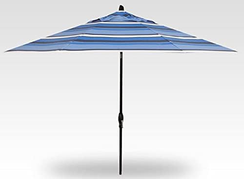 Treasure Garden Deluxe Crank-Tilt 9-FT Octagon Market Umbrella - Outdoor Patio, Deck, Pool, Backyard Stand Alone Umbrella - Heavy Duty w/Black Frame & Obravia Fabric (Hampton Stripe)
