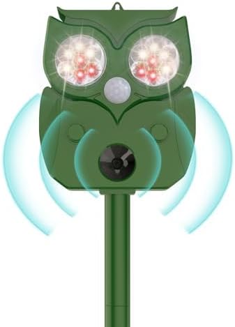 Ultrasonic Animal Repellent - Deer, Squirrel, Cat Repeller Outdoor Sonic Fortress Pro Solar Waterproof Solar Powered Ultrasonic Device for Garden & Yard Professional Deer Repellent Devices(1 Pack)