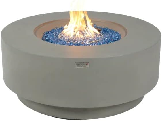 AMS Fireplace | Elementi Plus | Colosseo | Round Light Gray Concrete Natural Gas Fire Table Pit (Natural Gas)