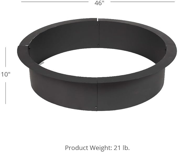 Ash & Ember 46" Outside Dia Steel Fire Pit Liner x 41" Inside - 4 Panel Liner 1.5mm Thick Steel, DIY Above or In-Ground Outdoor Fire Pit, High Temperature Finish, Portable Wood Burning Fire Ring