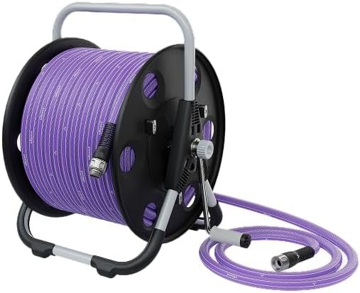 FREEDOM Garden Hose Reel equipped with 5/8' 100ft, Kink-Free Hybrid Hose, Portable and Wall-Mountable, Lightweight, Easy Setup. Spray Nozzle and Leader Hose Included