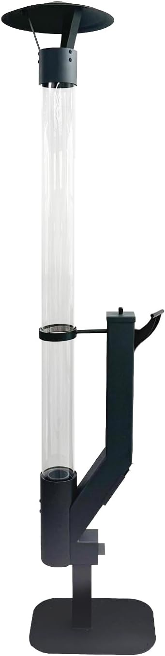 Eco Flame Smokeless Wood Pellet Fire Pit & Patio Heater, Portable Outdoor Rocket Stove with Glass Tube and Ash Tray for Backyard, Camping, Beach, Garden - Stainless Steel Classic