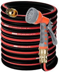 Kink Free Garden Hose 5/8 in x75ft Flexible Rubber Water Hose Male/Female3/4inch100% Solid Brass Fittings Outdoor Garden Hose for Lawns,Floor,Yard Washing,Pet Cleaning,Car Pipe Washing(75FT)