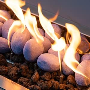 Stanbroil 24pcs Light Weight Ceramic Fiber Pebble Stones for Indoor Outdoor, Gas Inserts, Ventless, Vent Free, Electric, Outdoor Fireplaces and Fire Pits - Blue