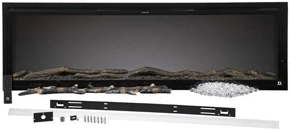 Touchstone Sideline Elite Smart 100” WiFi-Enabled Electric Fireplace - 80044 - in-Wall Recessed - 60 Color Combinations - 1,500W Heater - Black - Log, Crystals & Driftwood
