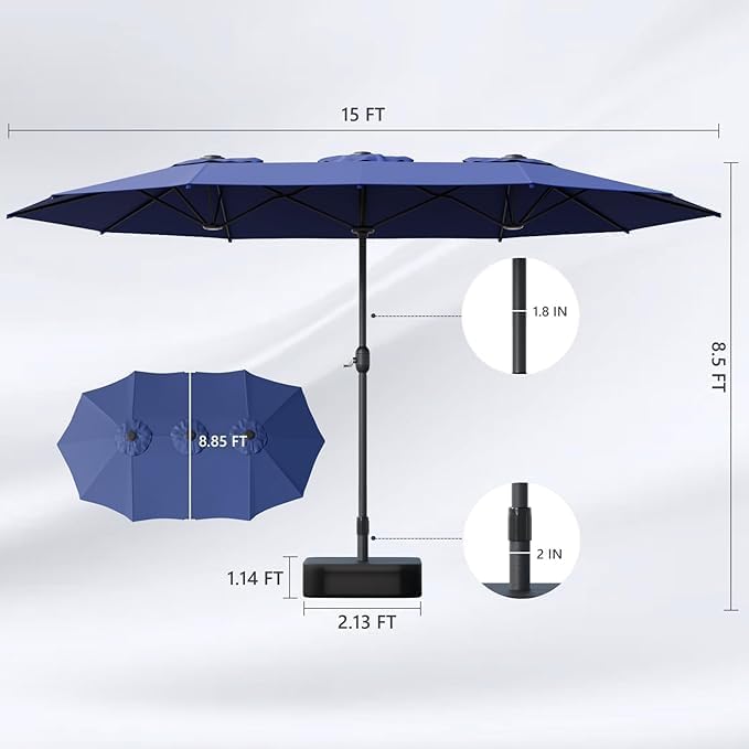 Patio Umbrellas, Pool Umbrella, Outdoor Umbrella with Push Button Tilt/Crank, Deck Umbrellas, Market Umbrela Table for Backyard, Deck, Garden, Pool