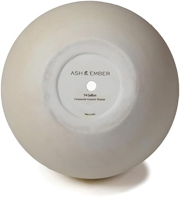 Ash & Ember 16" Round Sphere Satin Ivory Planter, 14 Gallon Lightweight Fiberstone Composite with Weather-Resistant Finish, Modern Planter Pot for Indoor and Outdoor Plants