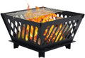 17.5 inch Portable Fire Pit with BBQ Grill for Collapsible Plug Fire Pit Suitable for Camping, Picnics, Courtyards, Garden Bonfires and Outdoor Firewood with Storage Bag (Trapezoid S-17.5in)