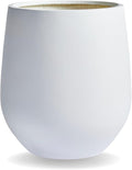 16.5" H x 15" D Corso Fiberstone Round Tapered Planter - Christmas Tree Planter, Smooth Finishes, Weather Resistant for Indoor & Outdoor Use, 2 Extra Coco Mats (White, 11.5" Pot Opening)