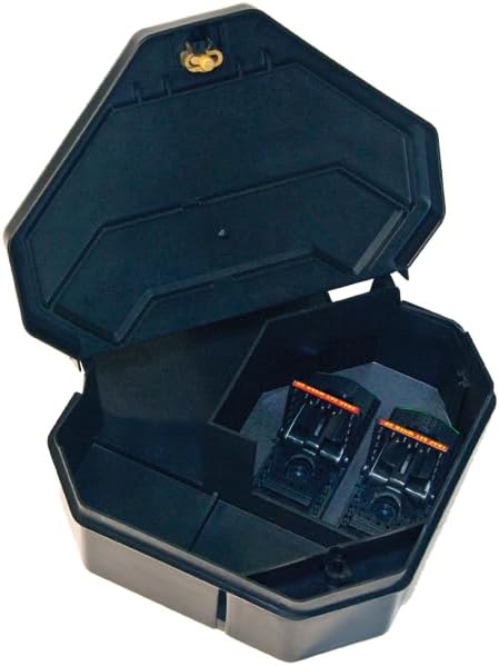 Gold Key Rat Depot Plastic Tamper-Resistant Rodent Bait Station – Large Rat Size Dual Entrances for Indoor & Outdoor Use