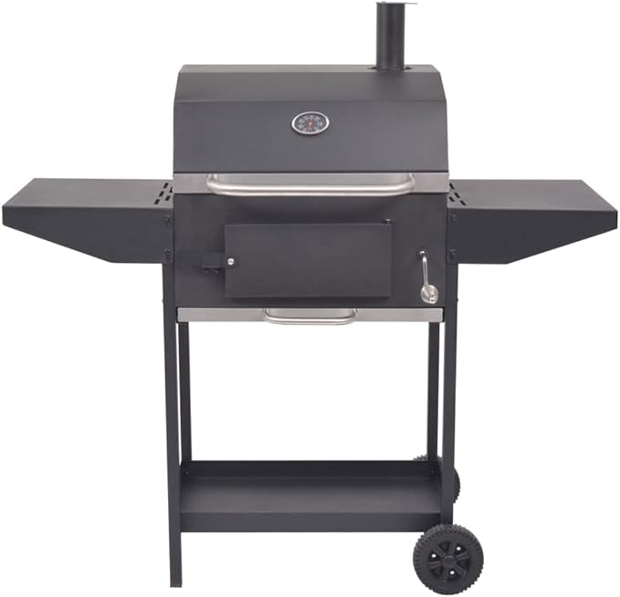 BBQ Charcoal Smoker with Bottom Shelf Black, Outdoor Portable Charcoal Grill Smoker for Pizza, Vegetables, Meats, Bread (Style N)