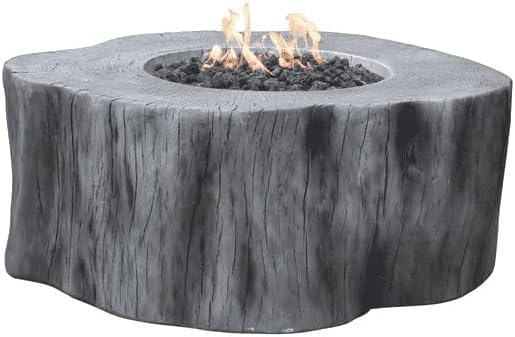 Elementi Lunar Bowl Cast Concrete Fire Table Bundle, Outdoor Fire Pit Fire Table Patio Furniture, Dark Gray (Liquid Propane Gas)