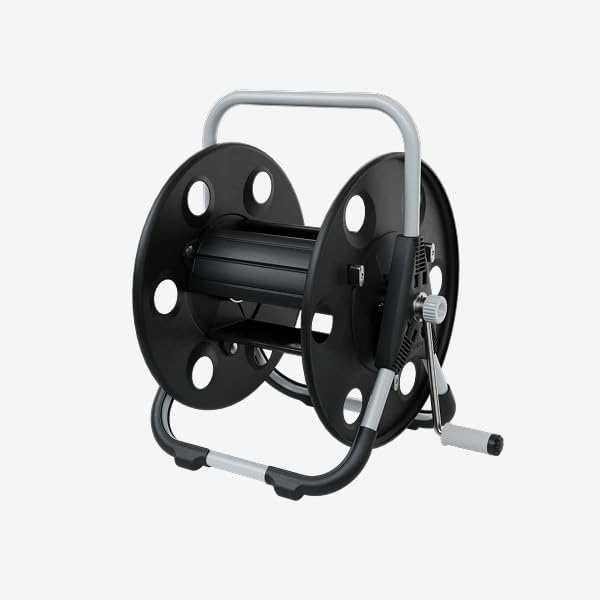 FREEDOM Garden Hose Reel equipped with 5/8' 100ft, Kink-Free Hybrid Hose, Portable and Wall-Mountable, Lightweight, Easy Setup. Spray Nozzle and Leader Hose Included