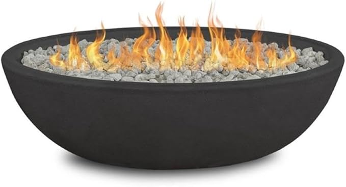 Home Square 2-Piece Set with Oval Propane Fire Bowl and Fire Glass