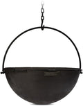 Ash & Ember 42" Cast Iron Cauldron Fire Pit Bowl with Double Hinged Grill Grate-Easy-Lift Handles & Handing Chain, Round Wood Burning Patio Fire Bowl for Backyard Patios