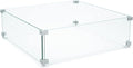 AMS Fireplace | Fire Pit Table Square/Rectangular Tempered Glass Wind Guard-Fire Flame Guard 1/4" Thick Wind Guard - Flame Guard (23" Long x 23" Wide x7 High)