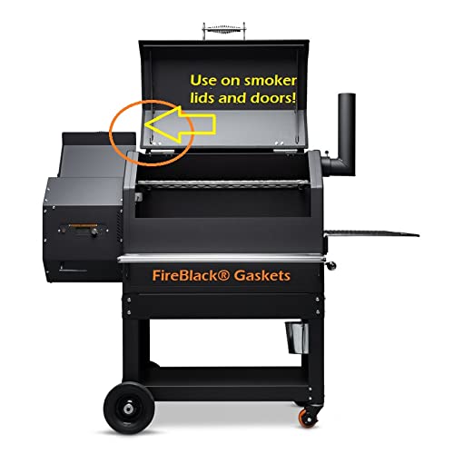 Fireblack® Hi Temp BBQ Smoker Gasket Self Stick 15 ft High Heat 1/2 x 1/8 Black
