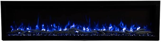 Modern Ember Highmark 60 Inch Smart Linear Electric Fireplace - Premium Flame with 10 Colors, Sleek Hidden Vent Design, Install Recessed in-Wall or Wall-Mount, WiFi Enabled.