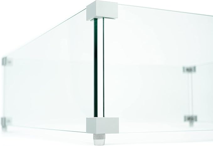 AMS Fireplace | Fire Pit Table Square/Rectangular Tempered Glass Wind Guard-Fire Flame Guard 1/4" Thick Wind Guard - Flame Guard (23" Long x 23" Wide x7 High)
