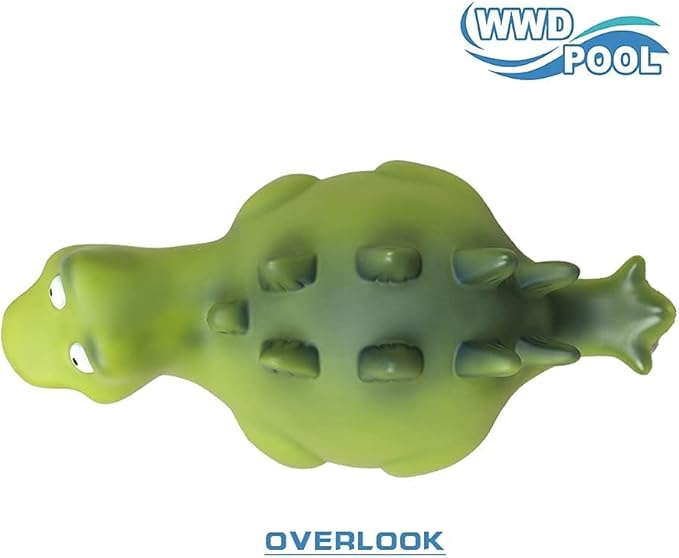 WWD POOL Pool Chlorine Floater, Floating Pool Chlorine Dispenser (Green Dinosaur), Fits 1 and 3 Inch Tablets for Large and Small Pools, Spa, Hot Tub