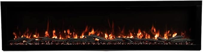 Modern Ember Highmark 60 Inch Smart Linear Electric Fireplace - Premium Flame with 10 Colors, Sleek Hidden Vent Design, Install Recessed in-Wall or Wall-Mount, WiFi Enabled.