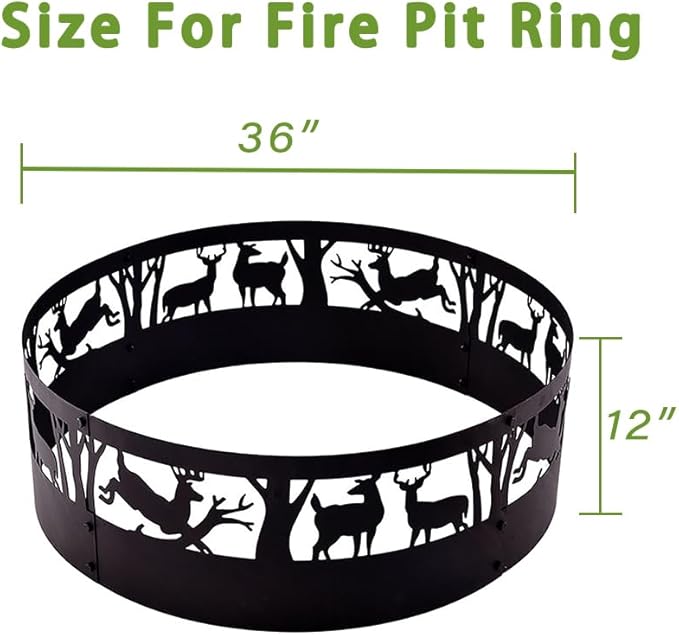 Fire Pit Ring Heavy Duty: 36X12Inch Smokeless Steel Insert for Outdoor Camping Garden Patio Backyard