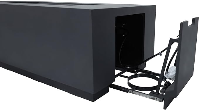 AMS Fireplace Sedona Fire Table Dark Gray Liquid Propane Gas Pit Table for Outside Patio Bundle with Wind Guard, and SS Burner Lid | Free Rubber Mat & Ice Bucket