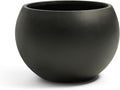 Fiberstone Sphere Planter, Black 15.8" Dia Round Flower Pot with Drainage Hole and Removable Plug, Round Plant Pot for Indoor Outdoor Use, 11.8" Opening-10.9" H, Medium
