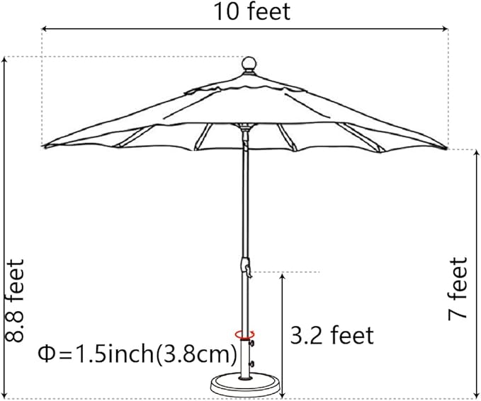 EliteShade USA 10-Year-Non-Fading 10Ft Market Umbrella Patio Umbrella Outdoor Table Umbrella with Ventilation, Natural