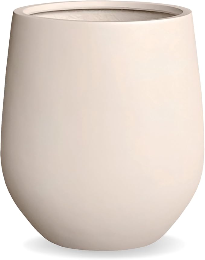 16.5"H x 15"D Corso Fiberstone Round Tapered Planter, Christmas Tree Planter, Smooth Finishes, Weather Resistant for Indoor & Outdoor Use, 2 Extra Coco Mats (Kilim Beige, 11.5" Pot Opening)