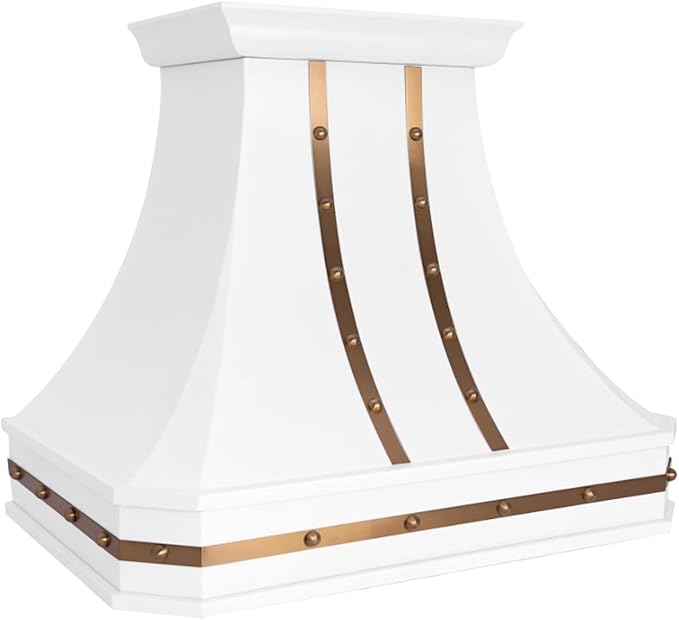Custom Stainless Steel Range Hood, Handmade Kitchen Hood with Powerful Range Hood Insert, Classic Stove Vent Hood with Straps & Rivets, 48"W x 39"H Wall Mount, HSW30SC-483922BSS