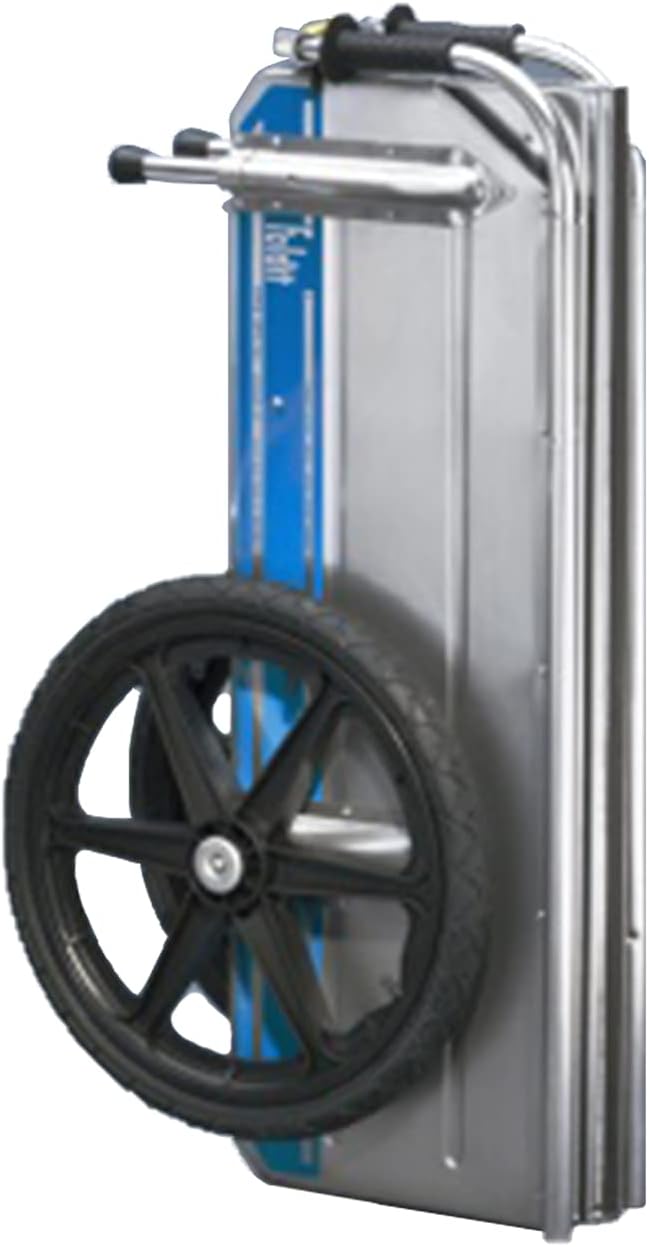 Tipke Manufacturing Company Foldit Portable Aluminum Folding Cart Multipurpose for Groceries, Yard and Construction work, Blue Stripe with Rear Gate