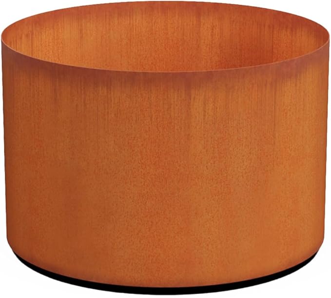 Plantercraft Corten Steel Planters Large Round 36x24 Inch | Extra Large Outdoor Planters for a Modern Patio & Garden | Heavy Duty Metal Planter