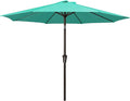 JEAREY 9FT Outdoor Patio Umbrella Outdoor Table Umbrella with Push Button Tilt and Crank, Market Umbrella 8 Sturdy Ribs UV Protection Waterproof for Garden, Deck, Backyard, Pool (Bright Teal)