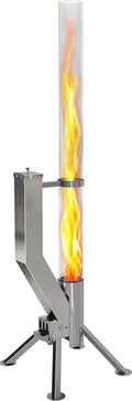 Smokeless Fire Pit - Outdoor Wood Pellet Fire Tube Stainless Steel firepit for Ambience Fire on Your Backyard, Patio, Porch & Garden (Silver, Premium)