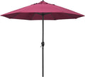 California Umbrella 9' Rd Aluminum Patio Umbrella, Crank Lift, Auto Tilt, Black Finish, Sunbrella Hot Pink