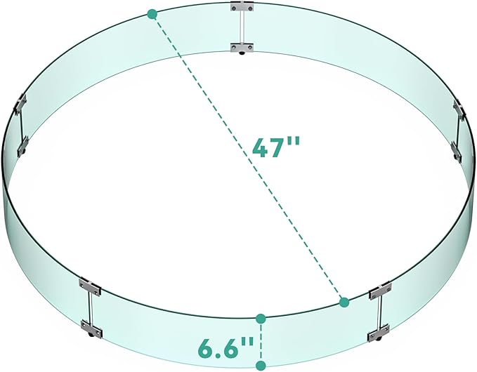 Skyflame 47" Round Fire Pit Glass Wind Guard, Thick & Clear Tempered Glass Fire-Resistant Wind Screens with Bracket & Feet, for Outdoor Fire Table/Fire Pit Pan