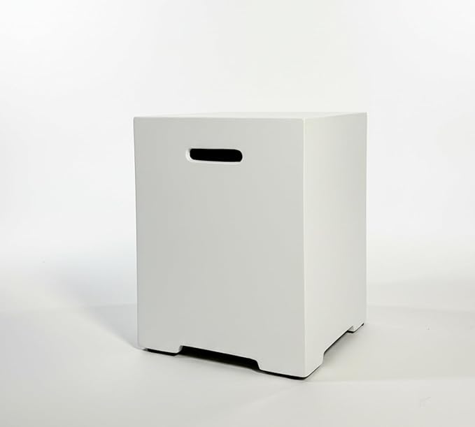 16-Inch Propane Tank Cover,20 LB Outdoor Tank Storage Hideaway Side Table for Gas Fire Pits,Light Concrete Tank Holder,White