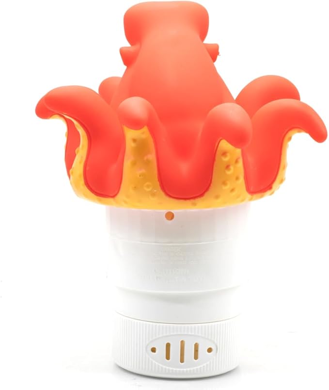 WWD POOL Pool Chlorine Floater, Floating Pool Chlorine Dispenser (Octopus), Fits 1 and 3 Inch Tablets for Large and Small Pools, Spa, Hot Tub