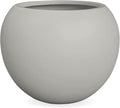 16" H x 20" D Globo Fiberstone Round Planter - Christmas Tree Planter, Smooth Finishes, Weather Resistant for Indoor & Outdoor Use, Included 2 Extra Coco Mats (Light Gray, 13.5 Pot Opening)