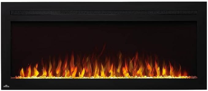 Napoleon Purview 50 - NEFL50HI - Wall Hanging Electric Fireplace, 50-in, Black, Glass Front, Glass Crystal Ember Bed, 3 Flame Colors, Use with or Without Heat