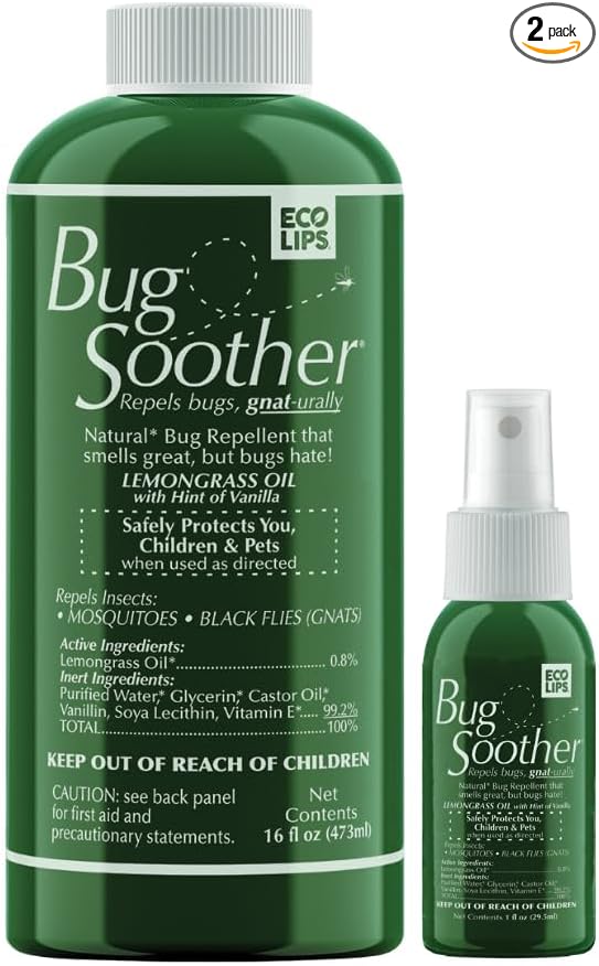 Bug Soother DEET-Free Natural Bug Spray – Non-Toxic Mosquito, Gnat & Insect Repellent, Essential Oil Based, Family & Pet Safe, Smells Great (Lemongrass Vanilla), 16 oz. Refill Bottle