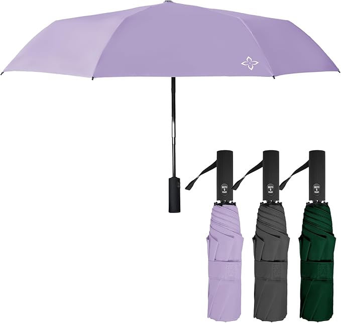 UV Travel Umbrella for Sun Protection & Rain, Compact Windproof Folding, Refined craftsmanship, Auto Open/Close, 43" Canopy with color coating, UPF 100+ UV Blocking, TSA Approved