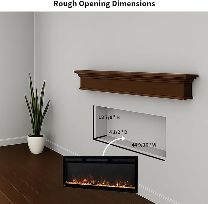 Touchstone Smart Electric Fireplace-The Fury 46" Wide- 4.5" Thin in Wall Recessed-100 Realistic Flame/Ember Bed Color Combos-1,500W Heater-Larger Viewing Area-Alexa/WiFi Enabled