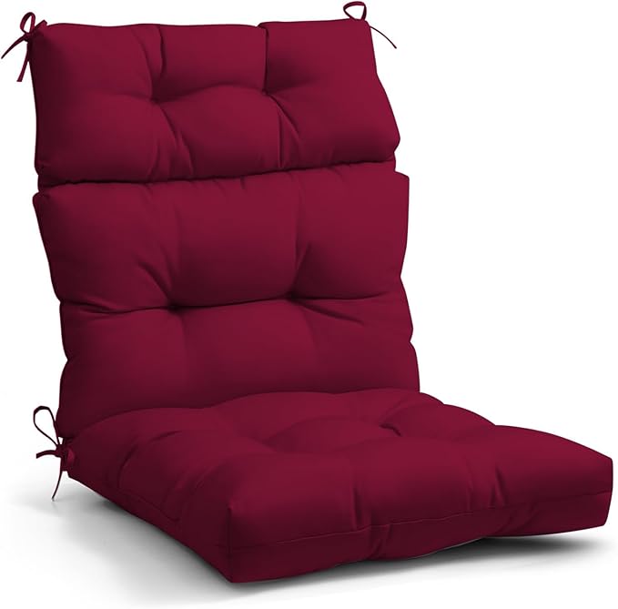 EAGLE PEAK Tufted Outdoor/Indoor High Back Patio Chair Cushion, Set of 1, 46'' x 22'', Red Purple