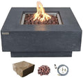 Elementi | Manhattan Gas Fire Pit Cast Concrete 36" Square Fire Table, Outdoor Fire Pit Electronic Ignition | Canvas Cover, Lava Rock Included | Dark Gray (Propane Gas)